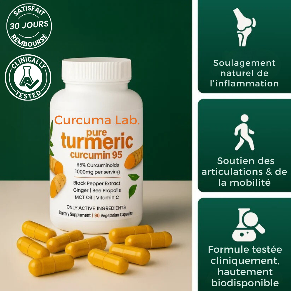 Curcuma Lab – Formule 6-en-1 pour réduire l’inflammation et soulager les douleurs articulaires.